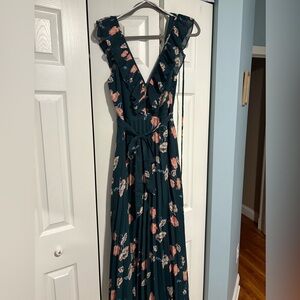 LULUs Floral V-Neck Sleeveless Dress